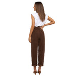 YESFASHION Women Corduroy Pocket Cropped Straight Leg Pants