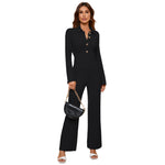 YESFASHION High Waist Casual Straight Jumpsuit