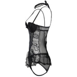 YESFASHION Sexy Lingerie Set Large See-through Vest Corset Jumpsuit