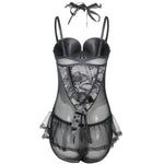 YESFASHION Sexy Lingerie Set Large See-through Vest Corset Jumpsuit