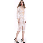 YESFASHION Women Lace Sexy Lingerie Set Long Skirt Three-piece