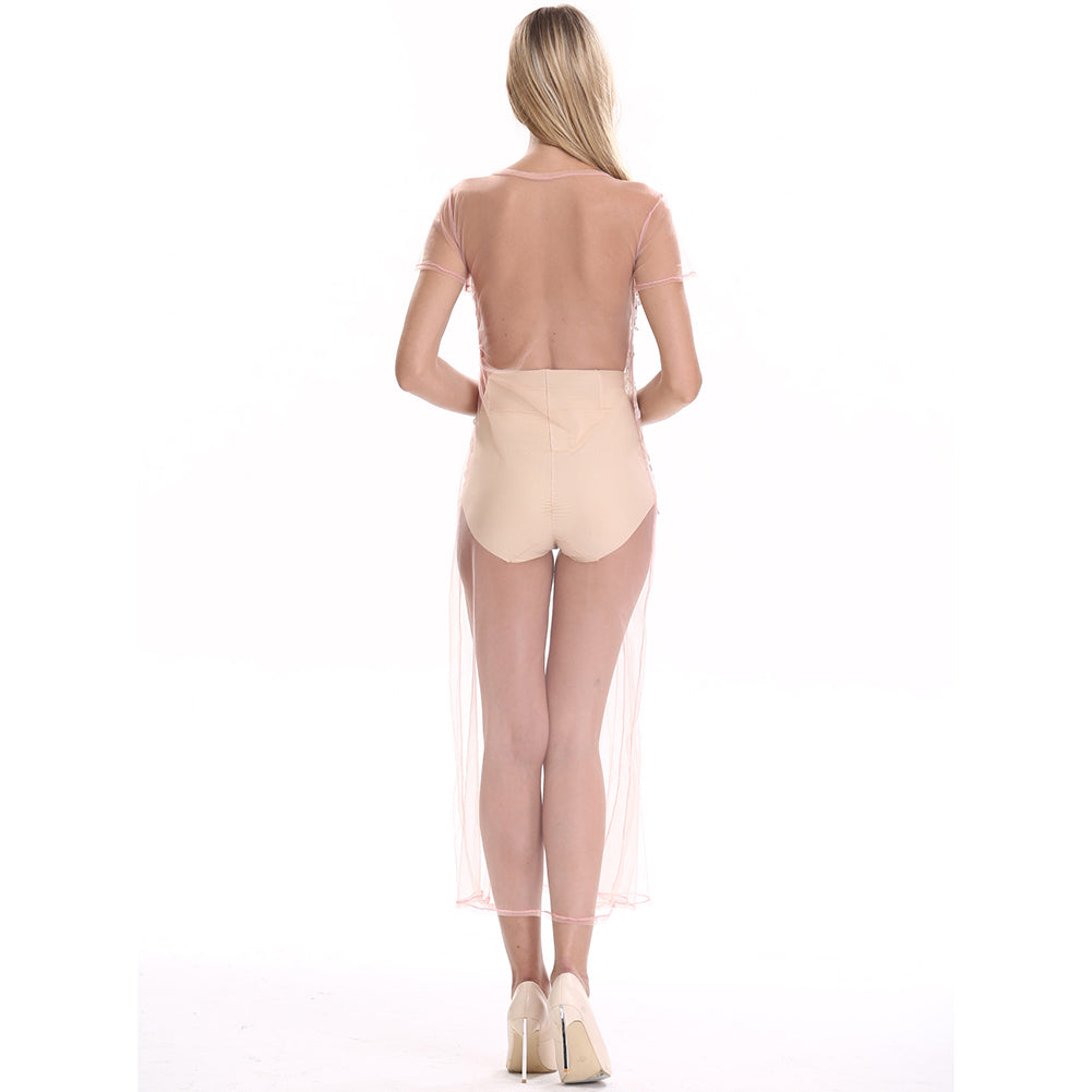 YESFASHION Women Mesh See-through Long Skirt Sexy Lingerie