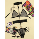 YESFASHION Sexy Mesh Jumpsuit Female Three-point Underwear Set