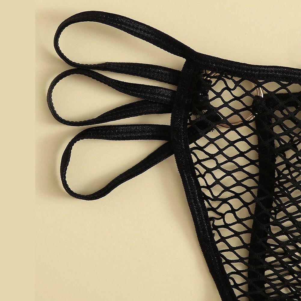 YESFASHION Sexy Mesh Jumpsuit Female Three-point Underwear Set