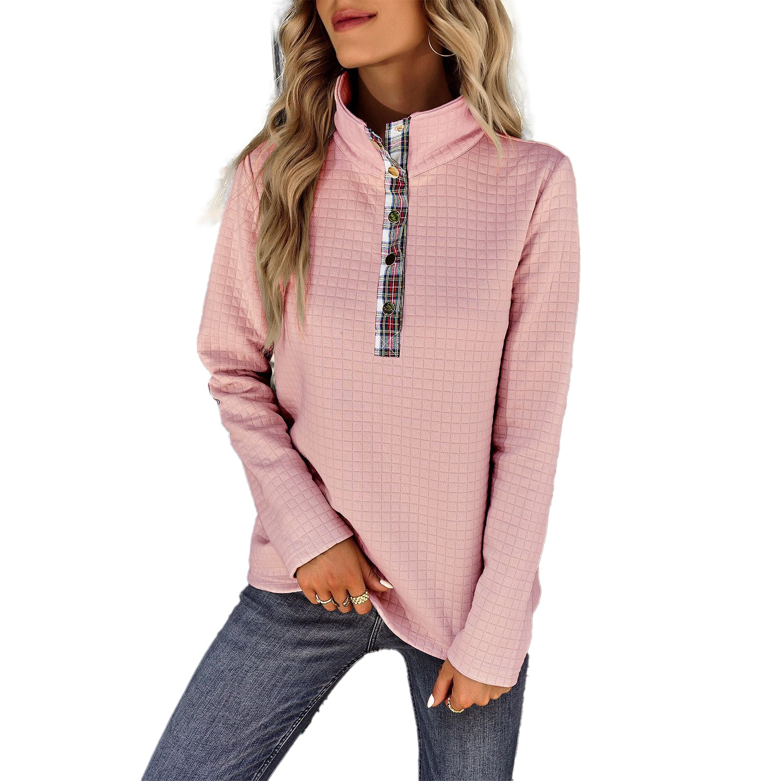 YESFASHION Solid Color Sweater Stitching Coat Women Tops