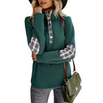 YESFASHION Solid Color Sweater Stitching Coat Women Tops