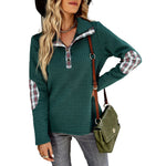 YESFASHION Solid Color Sweater Stitching Coat Women Tops