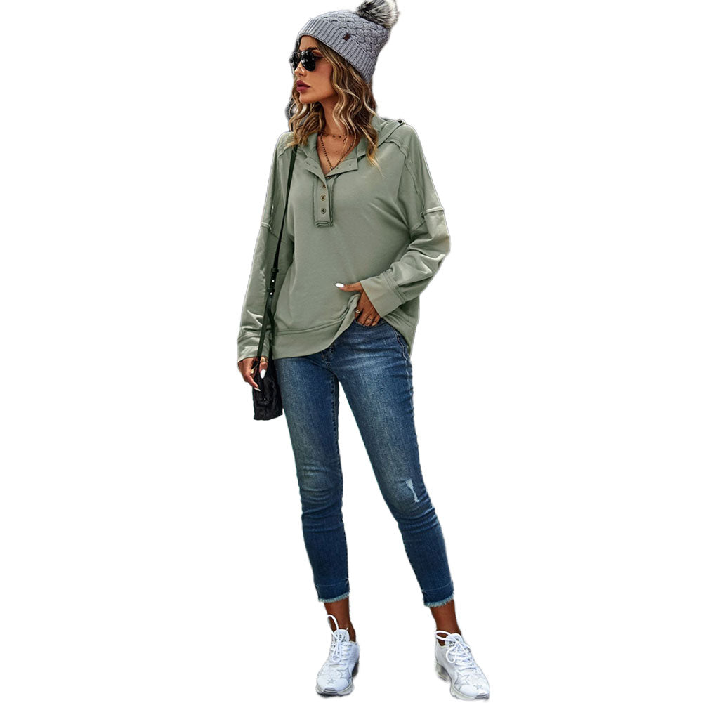 YESFASHION Solid Color All-match Tops Casual T-shirt