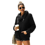 YESFASHION Turtleneck Solid Color Padded Top Fleece Sweaters