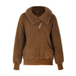 YESFASHION Turtleneck Solid Color Padded Top Fleece Sweaters