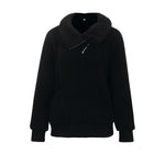 YESFASHION Turtleneck Solid Color Padded Top Fleece Sweaters