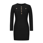 YESFASHION Rib Dress Cover Hip Button Waist Ladies Skirt