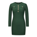 YESFASHION Rib Dress Cover Hip Button Waist Ladies Skirt