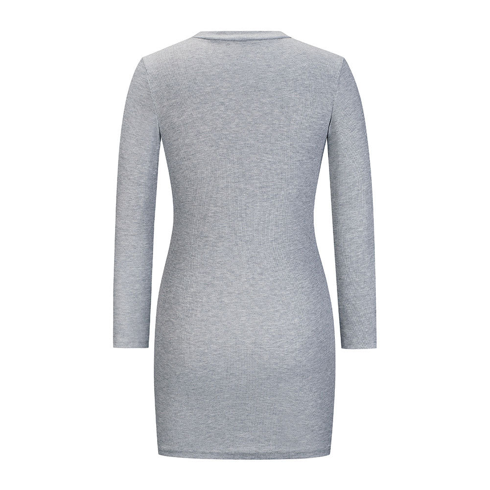 YESFASHION Rib Dress Cover Hip Button Waist Ladies Skirt