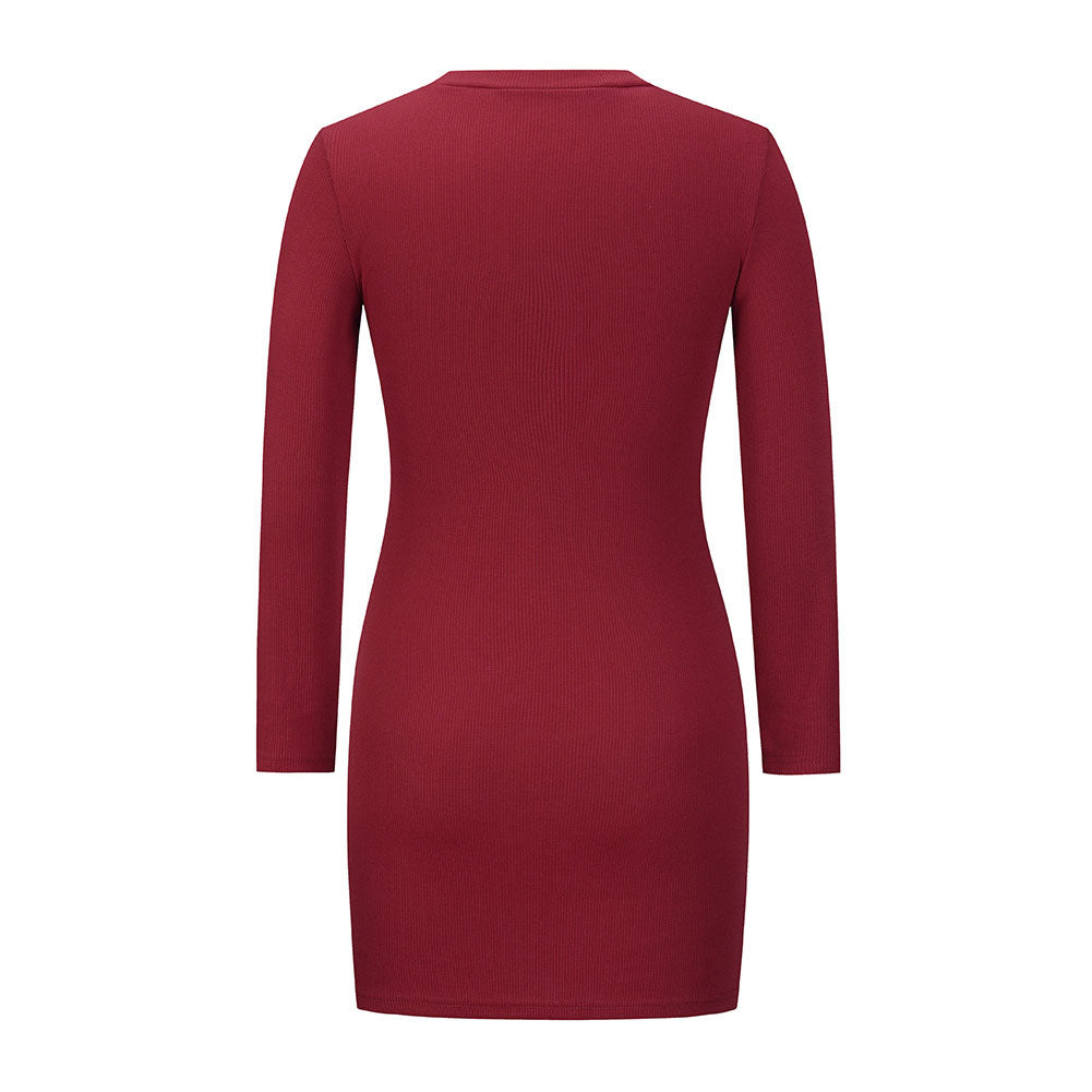 YESFASHION Rib Dress Cover Hip Button Waist Ladies Skirt