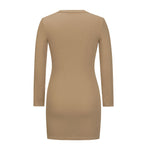 YESFASHION Rib Dress Cover Hip Button Waist Ladies Skirt