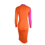 YESFASHION Half-high Neck Zipper Sexy Tight Waist Dress