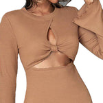 YESFASHION Women Casual Tight Temperament Hollow Sexy Dress