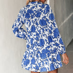 YESFASHION Style Printed Skirt Elegant Floral Waist Lantern Dress