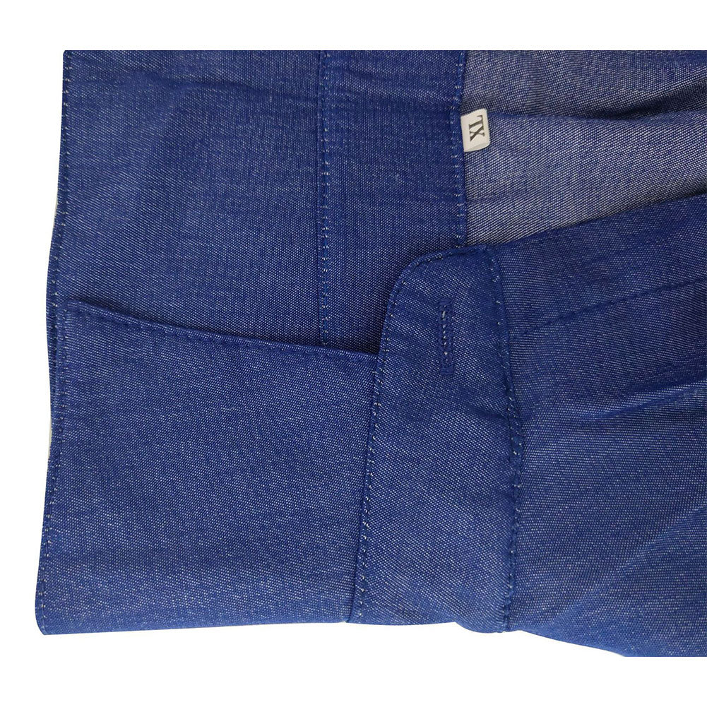 YESFASHION Women Fashion Blue Denim Long Shirt Dress