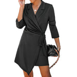 YESFASHION Women Suit Skirt Solid Color Tie Fashion Dress