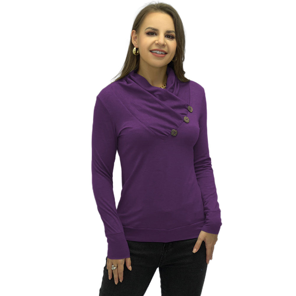 YESFASHION Women Tops T-shirt Women Large V Pile Shirt