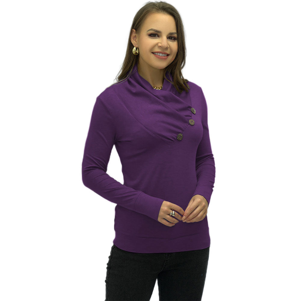 YESFASHION Women Tops T-shirt Women Large V Pile Shirt