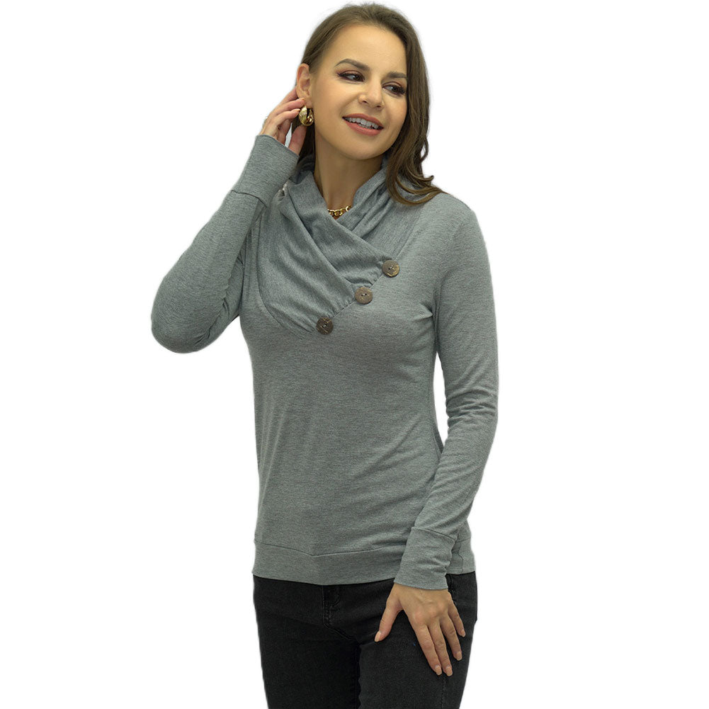 YESFASHION Women Tops T-shirt Women Large V Pile Shirt