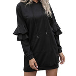 YESFASHION Sweater Dress Temperament Fashion Solid Color Pocket Dress