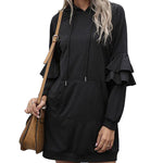 YESFASHION Sweater Dress Temperament Fashion Solid Color Pocket Dress