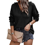 YESFASHION Ladies Sweater V Neck Slim Fit Long Sleeve Knit Tops