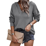 YESFASHION Ladies Sweater V Neck Slim Fit Long Sleeve Knit Tops