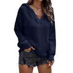 YESFASHION Ladies Sweater V Neck Slim Fit Long Sleeve Knit Tops