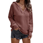 YESFASHION Ladies Sweater V Neck Slim Fit Long Sleeve Knit Tops