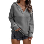 YESFASHION Ladies Sweater V Neck Slim Fit Long Sleeve Knit Tops