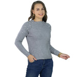 YESFASHION Round Neck Long Sleeve Sweaters Women Knitted Top PBY-106C