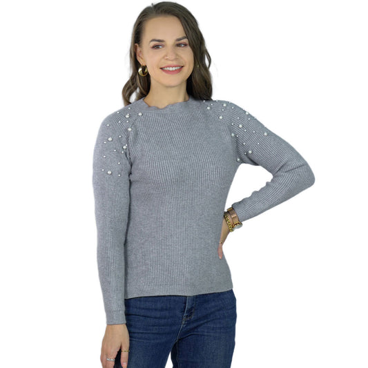 YESFASHION Round Neck Long Sleeve Sweaters Women Knitted Top PBY-106C