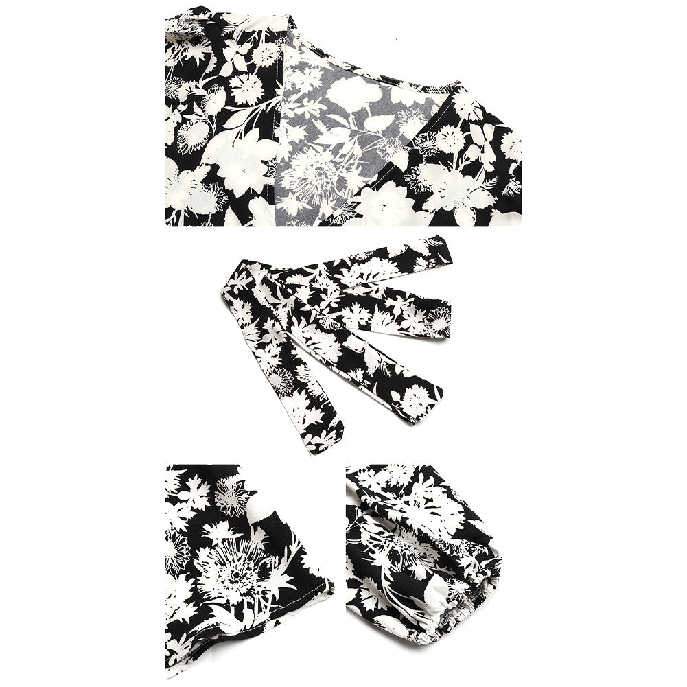 YESFASHION New V-neck Long-sleeved Printed Dress