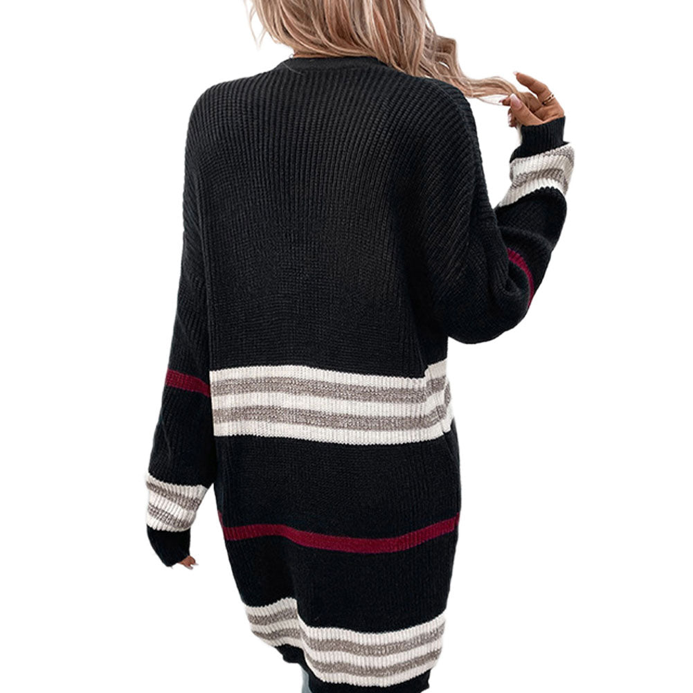 YESFASHION Winter Long-sleeved Color-blocking Cardigan Sweaters