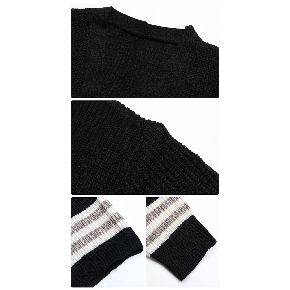 YESFASHION Winter Long-sleeved Color-blocking Cardigan Sweaters