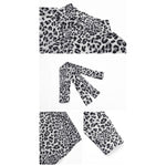 YESFASHION Women Leopard Print Lapel Shirt Long-sleeved Dress