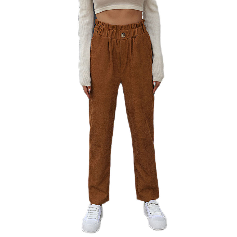 YESFASHION Fashion Women Clothing New Casual Corduroy Pants