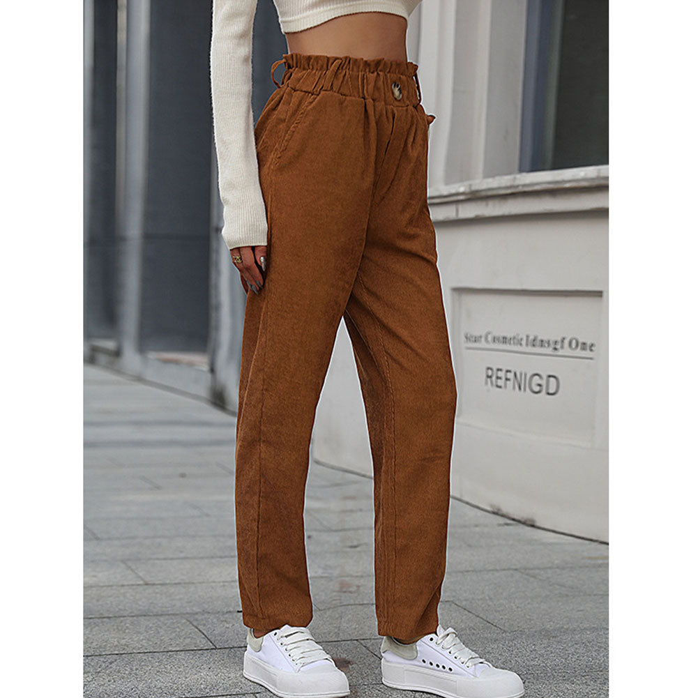 YESFASHION Fashion Women Clothing New Casual Corduroy Pants
