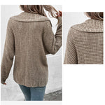 YESFASHION Women Solid Color Long-sleeved Lapel Sweaters