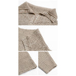 YESFASHION Women Solid Color Long-sleeved Lapel Sweaters