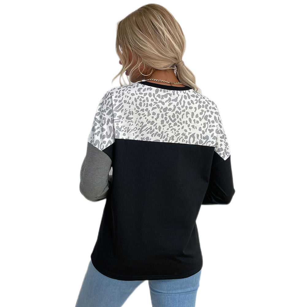 YESFASHION Women Wear Casual Long-sleeved Color Block Sweaters