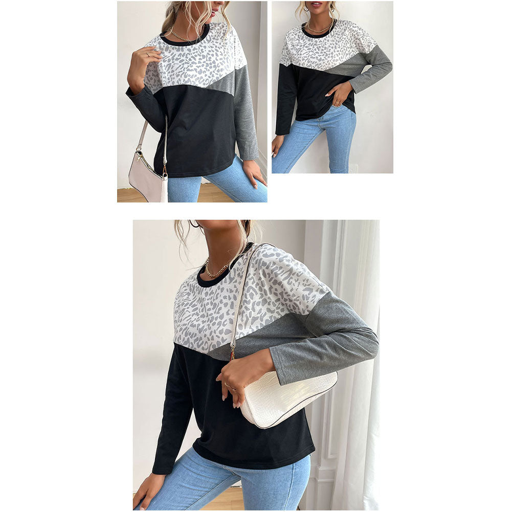 YESFASHION Women Wear Casual Long-sleeved Color Block Sweaters