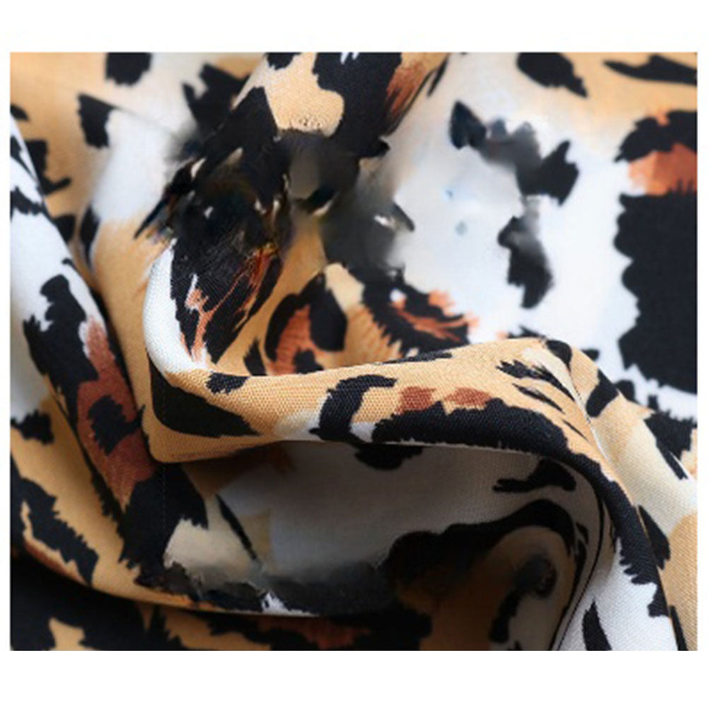 YESFASHION Fashion Women Clothing Tops Leopard Print Half Shirt