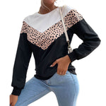 YESFASHION Women Long-sleeved Hoodie With Color-block Leopard Tops