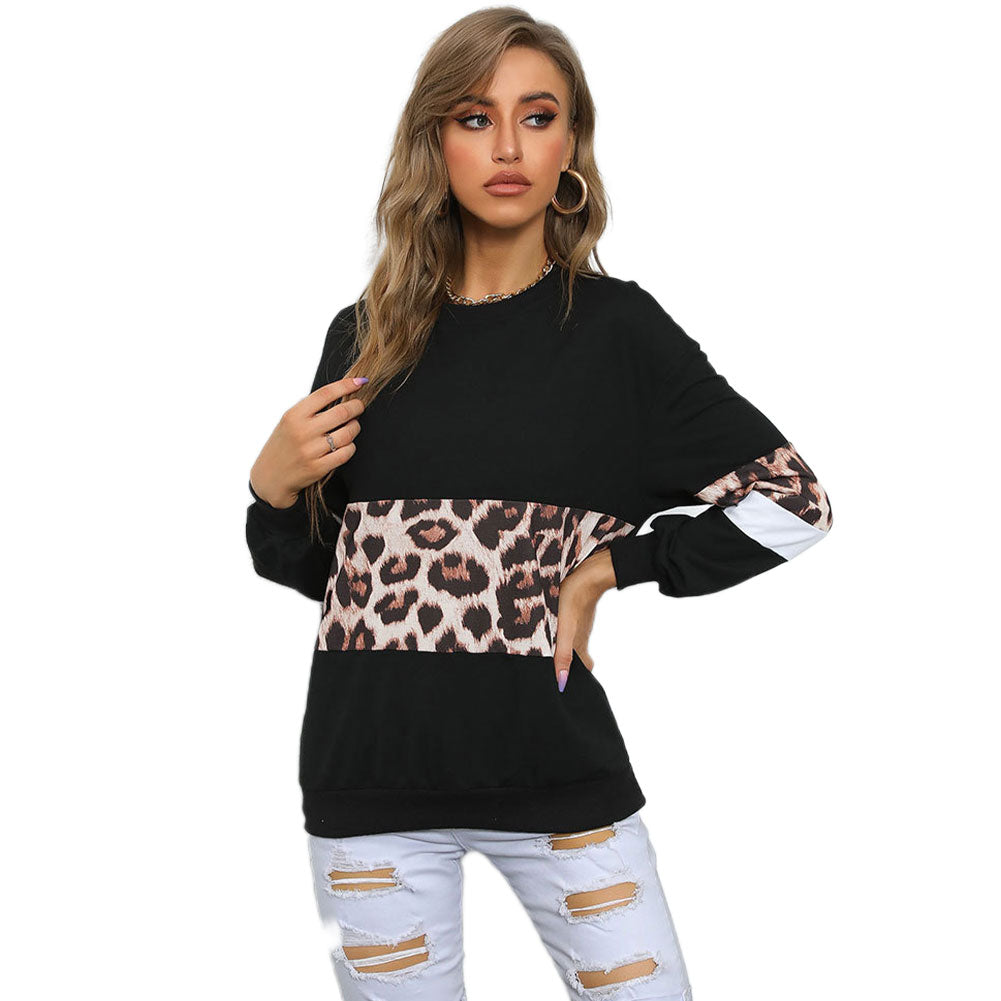 YESFASHION Women Casual Mid-length Leopard Print Sweaters